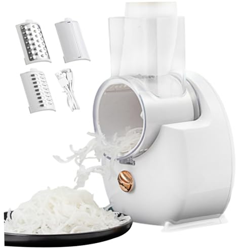 Râpe à fromage électrique, broyeur de fromage automatique avec 3 accessoires, hachoir à légumes USB, machine salade pour viande, fruits, légumes