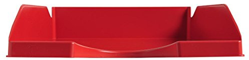 Exacompta - Réf. 123107D - 1 corbeille à courrier ECOTRAY - dimensions utiles 34 x 25 x 6,5 cm - pour documents au format A4+ - peut contenir 500 feuilles - couleur rouge - certifié Ange Bleu