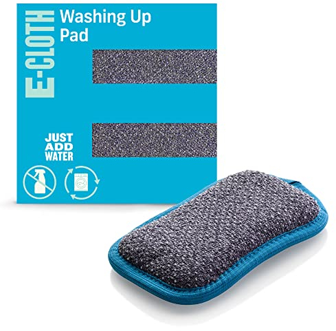 E-Cloth Washing Up Pad, Premium Microfiber Non-Scratch Kitchen Dish Scrubber Sponge, Ideal for Dish, Sink and Countertop Cleaning, 100 Wash Guarantee, Blue, 1 Pack