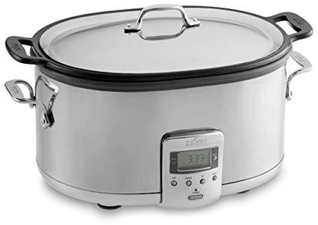All-Clad Stainless Steel Electric Slow Cooker 7-Quart, Programmable LCD Timer, Aluminum Insert, Slow Cookers, Small Kitchen Appliances, Silver