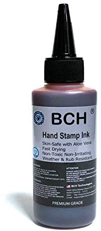 Violet Color Re-Entry Stamp Ink by BCH for Event Admittance - Skin-Safe with Aloe Vera Extract - 3 oz Violet