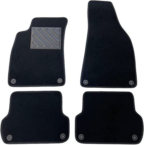 Alfombrillas para Audi A4 B6 y B7 de 2001 a 2008, Fabricadas a Medida, Antideslizantes, talonera de Goma Reforzada, Botones de fijación.