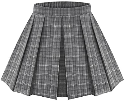 Ritera Plus Size Pleated Skirt Plaid For Women Back Elastic Closure 2X Goth Mini Skirt Black A-Line Plaid Skirt With Side Hidden Zipper Casual Ladies Summer Trendy Skirt With Stretchy Band 2Xl 18W-20W