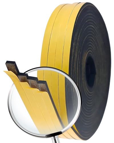 Joint Isolation pour Fenêtre Porte 12mm (W) x 3mm (T) x 20Mts (L) bande caoutchouc adhesive/joint fenetre isolation thermique/joint isolation porte d entrée pour fenêtre coulissante /2pcs.…