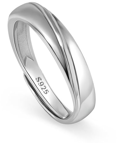 Meissa Anello coppia argento 925 Anello di fidanzamento Anelli regolabile Gioielli di matrimonio fatti a mano Anelli a fascia misura 4-21,25,