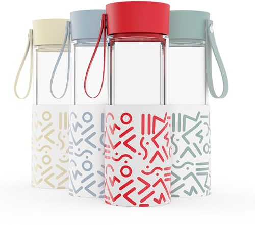 WAFE Cup - 2 in 1 Coffee Mug & Travel Water Bottle - Insulated Double Walled Eco Glass Mug, Keep Your Drinks Hot or Cold on The Go, Leak-Proof, Stylish, Durable Travel Mug - 12oz - RED