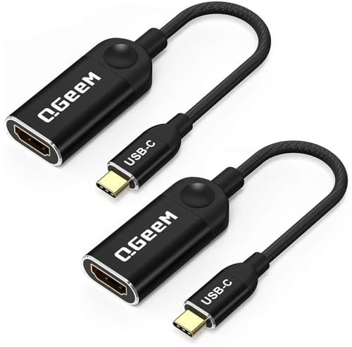 QGeeM USB C to HDMI Adapter 4K Cable, USB Type-C to HDMI Adapter [Thunderbolt 3/4] HDMI for Laptop MacBook Pro/Air, iPhone 15 16 17 Pro max, Dell XPS, Pixelbook, iMac,Thinkpad,Surface,IPad Pro.