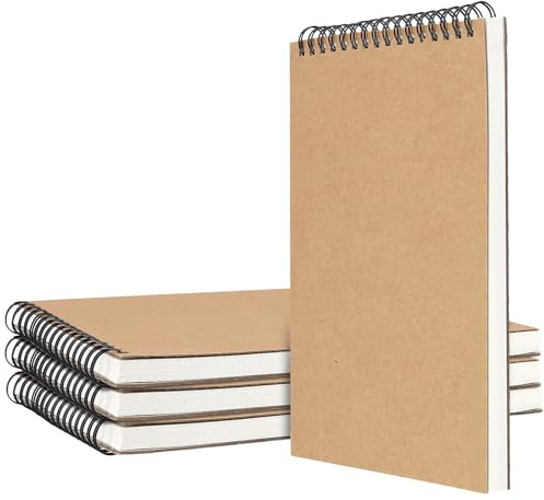 CHUENHEI 4 blocs de dibujo A5, bloc de dibujo A5, en blanco, con 60 páginas/30 hojas, cuaderno de bocetos A5 para dibujos y bocetos, 14,7 x 21 cm, color marrón