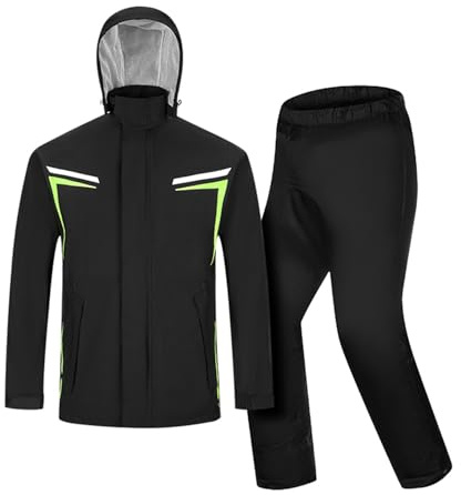 Taoyoule Combinaisons Imperméables pour Hommes Veste et Pantalon de Pluie Manteaux de Pluie Légers à Capuche Ensemble Imperméable pour L'équitation et le Cyclisme