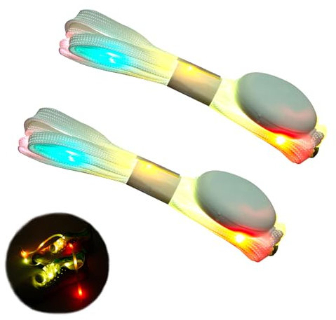 1 Pares Cordones LED 120cm Cordones Luminosos Zapatillas, 3 Modos 7 Colores, Cordones de Zapatos LED Multicolor Impermeables, para Decoración de Baile, Fiesta, Ciclismo, Senderismo, Patinaje