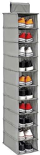 Foppla Schuhregal zum Aufhängen - 10 Ebenen - Aus robustem Vliesstoff - Faltbar und platzsparend - Für Zuhause, Schlafzimmer, Schrank (1)