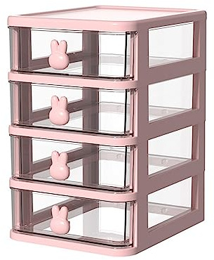 Tiroir de Rangement en Plastique, Boîte de Rangement de Bureau à Plusieurs Niveaux, Poignée de Lapin, Organisateur de Tiroir en Plastique, Conteneur de Jouets (#7)