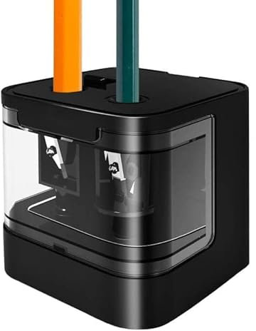 Elektrischer Spitzer, Doppelloch Automatischer Anspitzer für 6-8mm und 9-12mm, Batterie-/USB-betrieben, für Bleistifte, Buntstifte, Eyeliner und Wachsmalstifte (Schwarz)