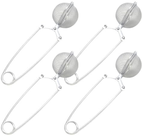 Set di 4 infusori per tè, sfera con filtro a pinza per palline, spezie per tè in acciaio inox filtrante, filtro a mano, per utensili da cucina