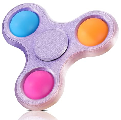 Scione 3D Printed Pop Fidget Spinner- Party Favors for Kids & Adults, Fun Stress Relief Popper Sensory Toy for Birthdays, ADHD & Anxiety Relief, Classroom Prizes (Oro Viola)