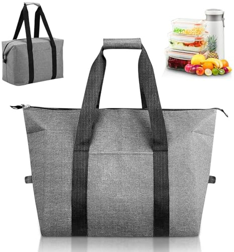 Zyiphor Bolsa Térmica Plegable 20L Bolsa Isotérmica Plegable Bolsa Nevera Grande Bolsa Isotermica Porta Alimentos para Playa, Compras, Picnic, Camping (Gris)