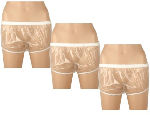 3 StüCk WindelüBerzüge für Erwachsene,Plastikhosen Waschbare Wiederverwendbare Stoffwindeln für Erwachsene Inkontinenz Pants(Clear,X-Large)