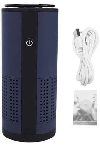 Qcwwy Purificador de Aire Portátil para Coche, Limpiador de Aire Inalámbrico con Carga USB con Flujo de Aire de 360 ​​grados, Filtro HEPA para Eliminación de Olores de Mascotas, 35 DB (azul oscuro)
