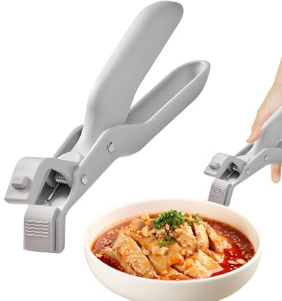 Pinza para placa de cocción – 19 cm de silicona, pinzas de cocina antideslizantes, soporte antiquemaduras, acero inoxidable, agarrador de platos para tazón caliente | de camping, preparación de