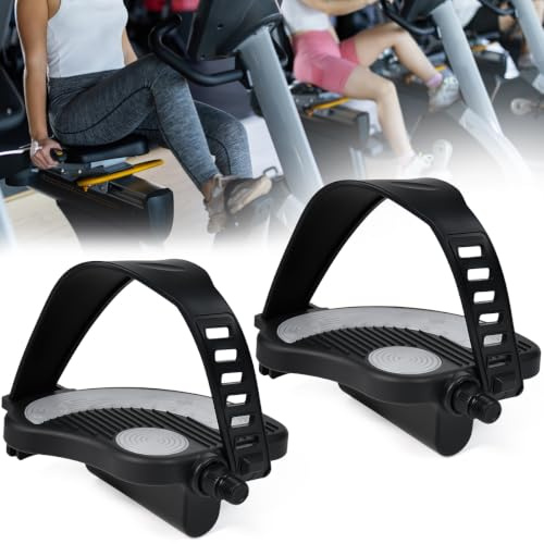 Pengrud 1 Par Pedales de Bicicleta Estática con Correa Ajustable,Rosca 9/16