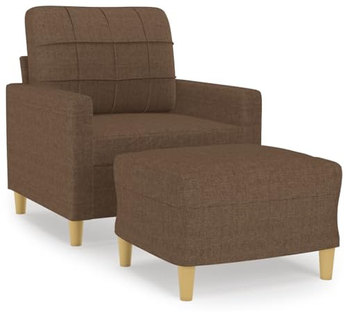 QJBSAVVA Poltrona con sgabello, marrone, moderna poltrona imbottita con poggiapiedi, poltrona relax in tessuto per soggiorno, camera da letto e ufficio, comoda poltrona per TV, 78 x 77 x 80 cm