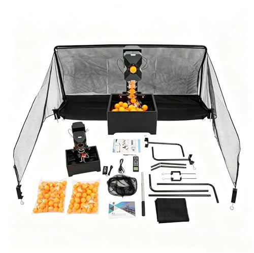 Máquina de tenis de mesa, 35 – 90 bolas/min, robot profesional de ping pong con mando a distancia y red de recogida, 10 programas, sistema de doble rueda, máquina lanzadora de bolas para entrenamiento