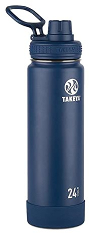 Takeya Actives Isolierte Edelstahl-Wasserflasche mit isoliertem Trinkdeckel, 680 ml, Midnight