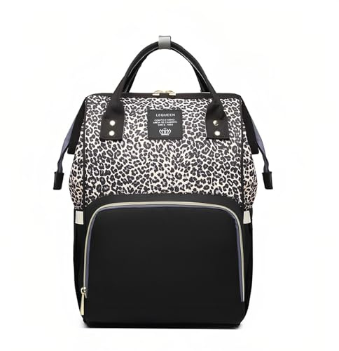 Wickeltasche mit Leopardenmuster, multifunktional, für Baby-Pflege, Reiserucksack, große Kapazität, Kaffee