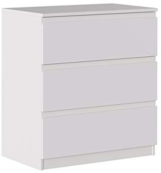 Iconico Home MIK Modern, Kommode mit 3 Schubladen auf Rollschienen, mit integriertem Griff, weiß matt, Spanplatte, 80 x 44,5 x 87 cm