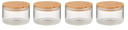 BUTLERS 4x Vorratsgläser mit Deckel 550ml luftdichter Glasbehälter Set -WOODLOCK- Vorratsdosen aus Borosilikatglas zur Aufbewahrung von Mehl, Zucker, Kaffeebohnen