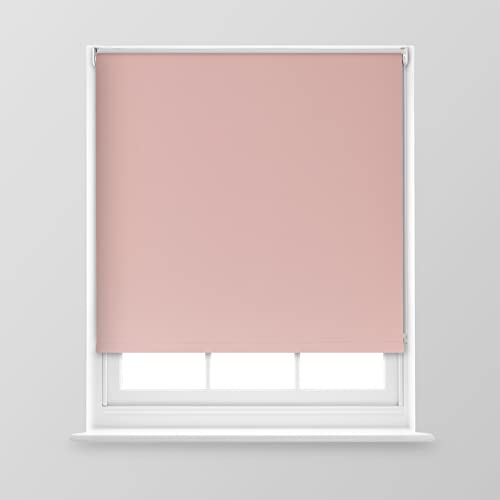 Trimmable Blackout Roller Blind - 2FT - PINK - 60cm(W) x 170cm(L) | Polyester Thermal Blackout Roller Blind with Trim-To-Size Fit, Blocks Light, Retains Warmth, Ideal for Bedrooms & Lounges