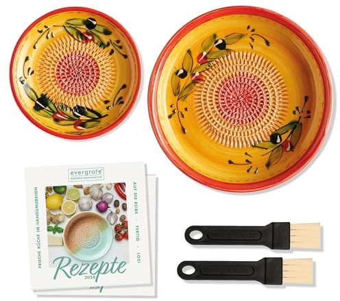 evergrate Geniales Duo: Tellerreibe + Dipschale Motiv Juan mit Küchenpinsel und 2 Rezepthefte