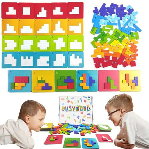 Jastown Tangram Casse Tete Enfant,Puzzle Tetris Tangram,Jeux Educatif 4 5 6 Ans,Tetris Jeux,Jouet Montessori 4 5 6 Ans,Tetris Puzzle Garcon Et Fille,Intelligence Jigsaw avec 108 Coloré Bloc