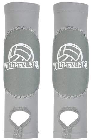 PATIKIL Protectores de Brazo de Voleibol 1 Par Mangas para Antebrazo con Almohadillas de Protección Orificio para el Pulgar Protectores para Jóvenes Adulto Gris