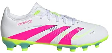 adidas Predtr Lg Mg Kids Firm Ground Football Boots White/Lucidpink 5 UK Child