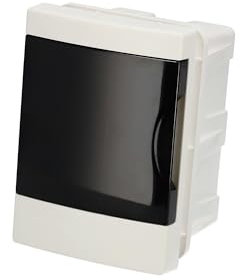 EDO Flush Mounted Consumer Unit 1 Row for 2 Modules 14 x 10 x 9,5 cm, White ABS Electrical Distribution Box IP40 IK07 - Circuit Breaker Enclosure for Indoor Installations, Home, Garage, Workshop