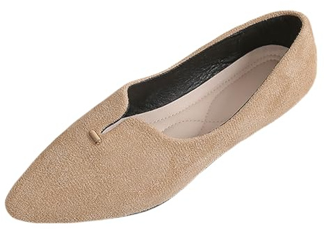 Bailarinas Mujer Punta Puntiaguda Planas Mocasines De Ballet Elegantes Sin Cordones Zapatos De Caminar Ligeros Transpirable Antideslizante Zapatos Mujer Cómodo, beige, 39 EU