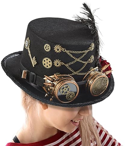 Cappello da viaggiatore del, comodo cappello Steampunk con occhiali, multiuso, gotico, carnevale, costume gotico steampunk per film, feste