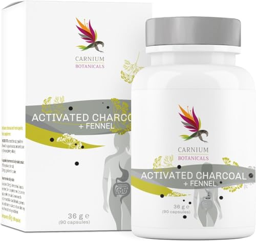 Carnium Botanicals Carbon Activado & Hinojo – Cápsulas vegetales contra gases e hinchazon en adultos – Carbon activo para la digestión – 90 cápsulas