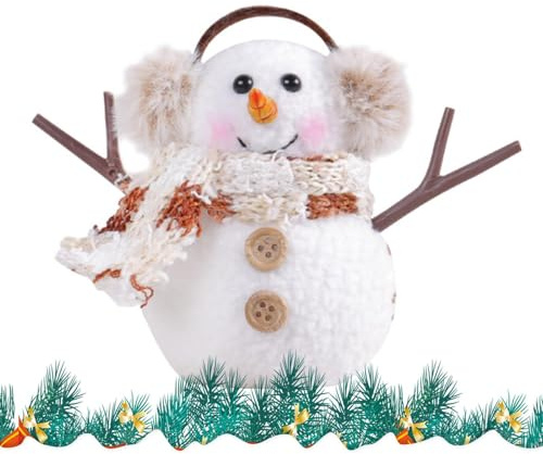 Figuras de muñeco de nieve - 10 x 7 x 7 cm, iluminan la Navidad | Decoración de mesa con bufanda y orejeras | objetos de colección para las vacaciones: centro de mesa para la casa, el