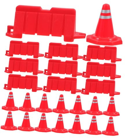 Toyvian 40pcs Mini Road Safety Cones Plastic Traffic Barricades and Signs Educational DIY Sand Table Playset for Interaction and School Teaching