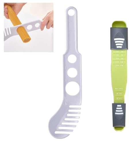 【Spaghetti Measuring Tool & Adjustable Measuring Spoon Combo Set】Kitchen Quantitative Tool for Cooking Baking, Pasta Portion Control with Gram/mL Scale for Restaurants Home Hotel Use