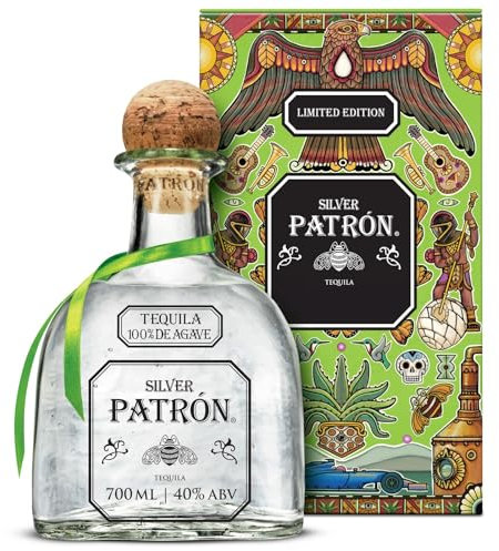 Tequila premium PATRÓN Silver in latta a edizione limitata, prodotta con la migliore agave blu Weber al 100%, lavorata a mano in Messico, 40% ABV, 70cl / 700ml