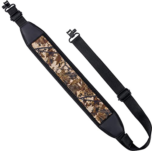 EZshoot Gun Sling Shotgun Sling with Swivels, Rifle Sling Comfortable Neoprene Padded, Two Point Sling Rifle Strap Shoulder Length Adjustable for Outdoors Camo Black