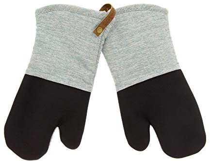 Cuisinart Chambray Neopren-Ofenhandschuhe, rutschfeste, hitzebeständige Ofenhandschuhe mit Premium-Isolierung, schützt Hände und Oberflächen, ideales Küchenset mit Kunstlederschlaufe, Grün, 2 Stück