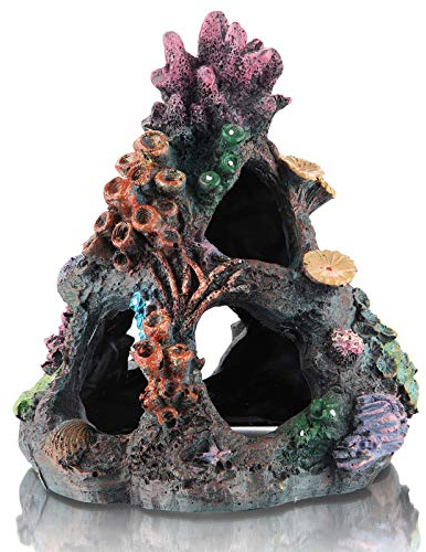 DOHAOOE Decorazione per acquario con corallo, roccia, montagna, caverna, ornamenti per pesci Betta