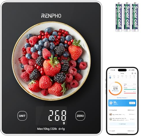 RENPHO Smart Food Scale with Nutritional Calculator, Bluetooth App, Black