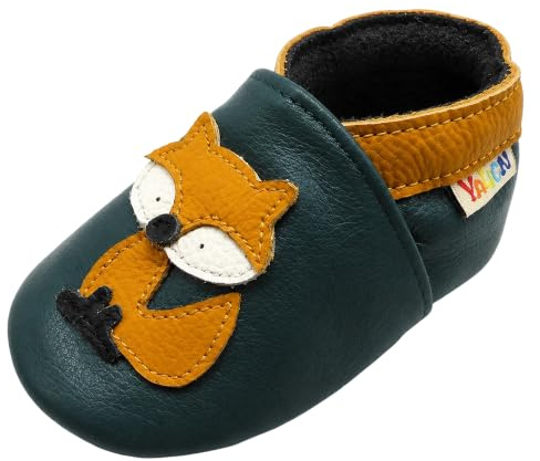 YALION Chaussons Cuir Souple Bébé Fille Garçon Antidérapante Chaussures Premiers Pas pour Enfant