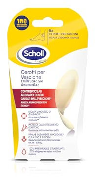 Scholl Cerotti per le Vesciche dei Piedi ad Alto Potere Adesivo, Resistenti all'Acqua e a Lunga Tenuta, Azione Protettiva e Lenitiva, Pack da 5 Cerotti per il Tallone