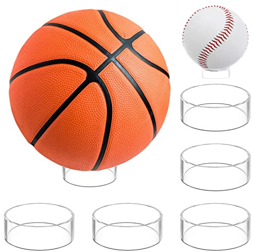INHEMING 5 Pezzi Espositore per Pallone da Calcio in Acrilico, Supporto da Palla,Piedistallo di Palla,Espositori per Pallacanestro Pallone da Rugby Baseball e Calcio(Trasparente)
